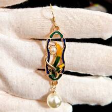 Vintage New Chinese Style Drop Earrings, Long Dangle Design For Party Holiday Daily Wear In Summer