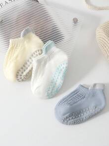 3 Pairs Kids Breathable Mesh Anti-Slip Floor Socks With Ear Design, Boys & Girls Indoor Crawling & Walking Socks, Summer - Multicolor - View 5