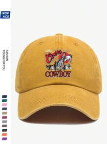 1pc Adjustable Classic Western Cowboy Logo Baseball Cap, Retro , , Suitable For Outdoor Travel, Camping, Sun Shading, Party, Hip-Hop, Dad, Trucker, Polo Ball Cap, Summer