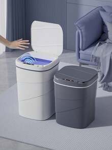 One Inductive Smart Trash Can, Battery Powered (Not Including 2 AA Batteries), ≤36V, Sanitary Automatic Lid, Suitable For Kitchen, Bathroom, Living Room, Office