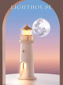 1Pc Moonlight Lighthouse Projectielamp, Sfeer Nachtlampje, Bluetooth Speaker Creatieve Muziek Afstandsbediening Menselijke Sensor Ornament Kleine Tafellamp, Verstelbare Volume Luidspreker, Woondecoratie, Slaapkamerdecoratie, Cadeau
