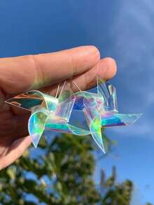 1 对 Y2K 全息彩色风车耳环，独特耳钉，仙女度假吊坠耳环，适合女士，日常珠宝配饰