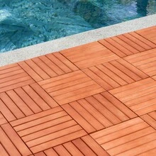 Set de 10 baldosas de madera de color marrón rojizo con tablillas entrelazables para deck Kaia - Negro - Ver 6