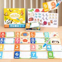 Libro educativo infantil con 26 tarjetas de acuarela con letras, libro sensorial con actividades de pegado, libreta de acuarela y garabatos, juguetes educativos para entrenamiento de concentración y cognición temprana con animales, números y pinturas al agua mágicas.