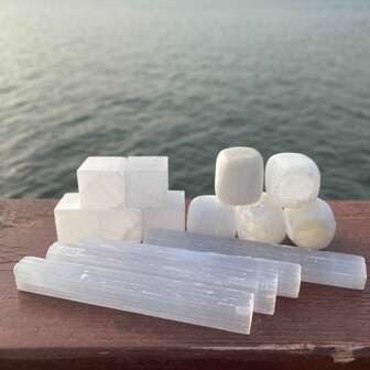 Natural Selenite Crystal Tumbled Stone, Selenite Crystal Sticks, Selenite Crystal Cube, White, Home Decor, Plants, Fish Tank, Aquarium, Aroma Stone,