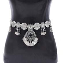 1 pièce Chaîne de taille décorative de pièce de monnaie vintage, ceinture de taille en métal bohème à franges. Accessoire de danse du ventre pour assortir une robe. Convient pour le port lors de festivals de musique et de soirées
