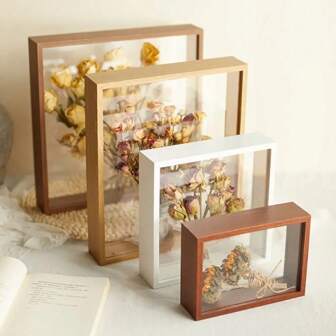 1pc Handmade Dried Flower Display Frame, Double-Sided Transparent Photo Frame, DIY 3D Insect Clay Model Specimen Holder, Desktop Frame, 8" / 10" / A4, Gift For Birthday, Graduation