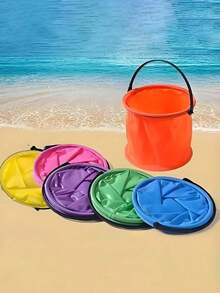 Foldable Bucket With Handle, Mini Collapsible Beach Bucket, Pencil Wash Bucket, PVC Paint Bucket, Multi-Functional Foldable Fishing Bucket For Outdoor Use, Gardening Watering, Cruise Cleaning, Camping, Travel, Beach, Pool, Picnic Essentials - Folding Bucket - View 2