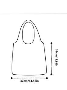 1 件大容量可爱帆布包，简约单肩便携印花帆布包，可爱大容量学生书包，购物袋，适合日常随身携带，贝壳和海星印花，海洋元素帆布包 - 白色 - 查看 9