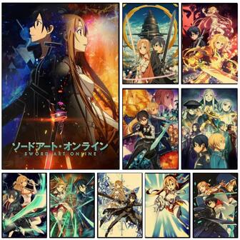 1 pièce/3 pièces Affiches artistiques murales avec cadre optionnel. Affiche pop de style anime. Affiche vintage pour décoration intérieure de haute qualité 4K. Œuvre murale avec cadre