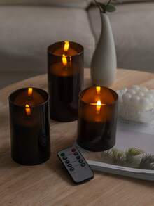 3 件套无焰 LED 蜡烛套装 - 带遥控器的闪烁蜡烛，8 种模式，高透明度塑料，节能电子夜灯 - 适用于生日、婚礼、圣诞装饰、室内和室外使用