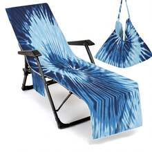 1pc Foldable Beach Chair Cover That Can Be Folded Into A Tote Bag, With Side Pockets For Glasses And Phone, Convenient For Beach, Pool, Hotels Beach Essentials - Multicolor - View 4