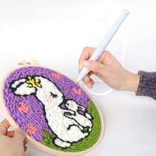 1 Pack Beach Scenery Pattern Punch Needle Embroidery Kit For Beginners Easy Embroidery Needlework Wool Home Decor 20x20cm/7.87x7.87inch