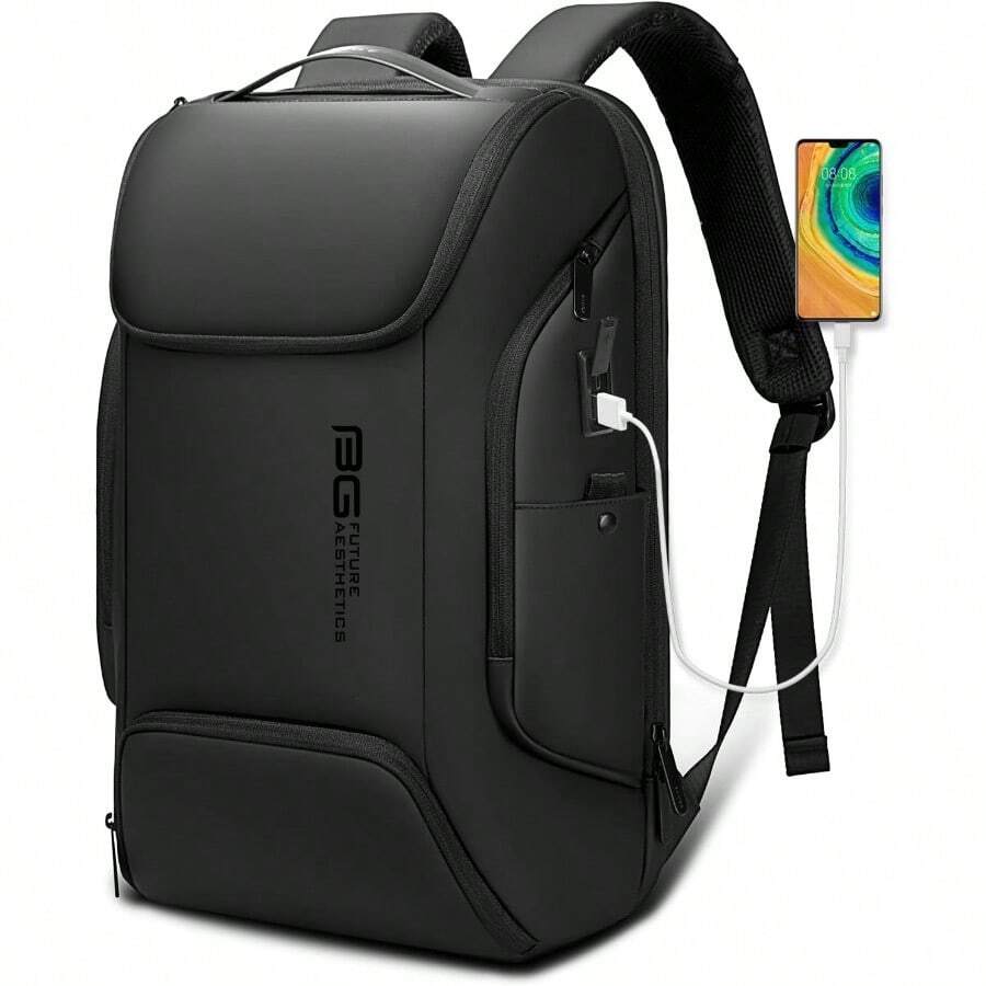 Laptop Busin Men Backpack Waterproof Large Capacity External Charging Port Bag Black Fashion Backpack - 7267black - View 1