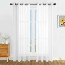 1 件/2 件半透明窗帘布/多种尺寸可选/金属索环顶部/适用于客厅窗户装饰/优雅的透明织物过滤器灯/半透明卧室窗帘/顶部锁环半透明窗帘/农舍装饰窗帘/咖啡厅厨房小窗帘/白色透明窗帘，秋季装饰，秋季装饰，房间装饰