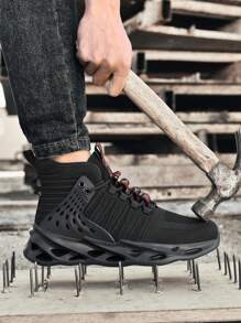 Nuevos zapatos de seguridad para hombres, zapatos de trabajo antiaplastatamiento, botas de hombre antitachuelas para exteriores, zapatos con punta de acero de protección ligera