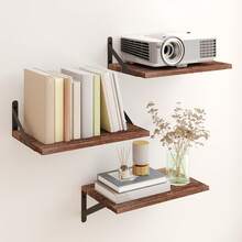 Tomnk 3pack Floating Shelves, 15.8*9.5in, Wall Decor Rack, Wide Board Rack, Bookshelf, Wall Shelf Organizer, Room Decor, For Bedroom, Bathroom - Multicolor - View 1