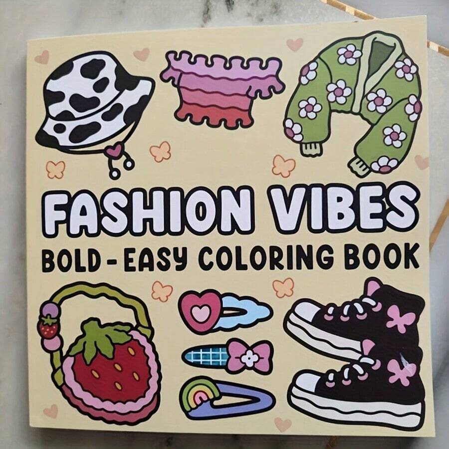 1 pieza Libro de colorear de lujo con tema de moda - Diseños audaces y fáciles con atuendos, accesorios y zapatos elegantes - Perfecto para alivio del estrés y expresión creativa, libro para alivio del estrés | Ilustraciones de moda | Ilustraciones detalladas, Vuelta a la escuela, Útiles escolares