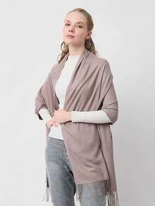 MilyModa Plain Cashmere Scarf 150g With Fringes - Caqui oscuro - Ver 3