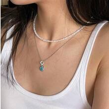 2pcs Blue Shell Starfish Necklaces & Earrings - 925 Sterling Silver Earrings, High-End Jewelry For Women To Wear On Summer Beach Vacations - Multicolor - View 9