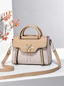 1 Pezzo Borsa a tracolla in pelle PU con stampa di moda, borsa a tracolla elegante di piccole dimensioni di design di lusso, borsa a tracolla messaggera, accessorio per la scuola, back to school