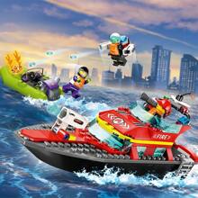 LEGO Ciudad Serie 60373 Barco de rescate de bomberos Juguete de bloques de construcción ensamblados para niños Regalo del Día del Niño