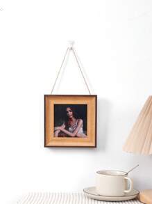 1pc Light Walnut Triple 4-Inch Simple Creative Rope Memorial Photo Frame, Suitable For Hallway, Bedroom, Office, Mother's Day Gift