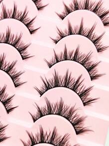10 pares/caja de pestañas postizas ultra-naturales y dramáticas, pestañas falsas en forma de espiga para cosplay de demonios y manga, adecuadas para principiantes y maquillaje diario, ideales para convenciones de anime