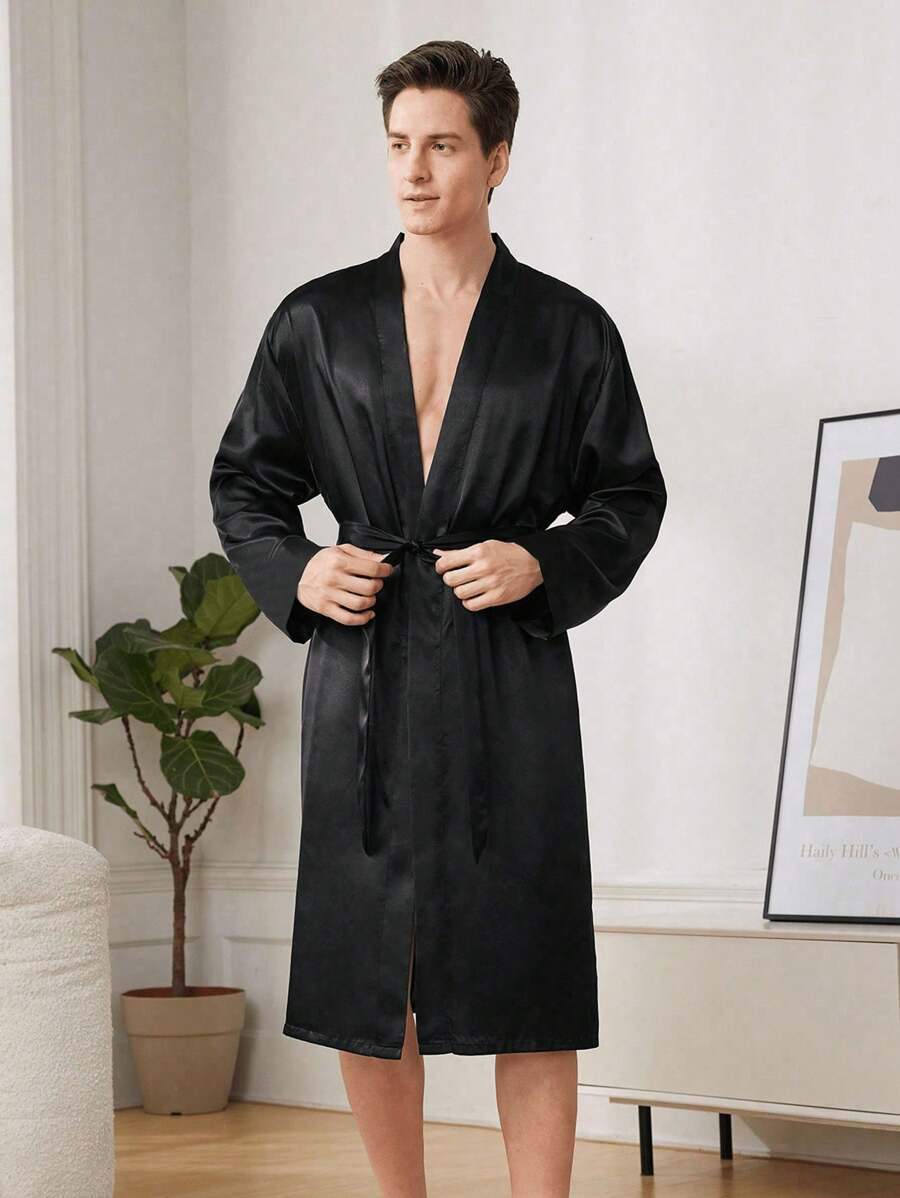 New Style Men's Casual Long Sleeve Bathrobe