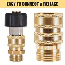 2/8pcs High Pressure Washer Adapter Set, Quick Connect Kit With Metric M22 Female Swivel To 3/8'' Quick Connect, Male Fitting, 3/4" To Quick Release For Garden Tool