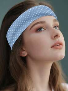 1 件复古法国波尔卡圆点女士运动头带，甜美可爱少女风格，时尚百搭，适合日常生活、瑜伽健身、户外旅行、女士发饰 - 彩色 - 查看 2