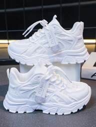 1 par de zapatos deportivos de verano para niñas, nuevos tenis deportivos de malla transpirable para niños de 2025, zapatos deportivos blancos grandes para niñas