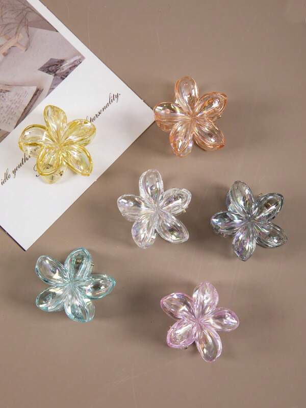 6pcs Plumeria Hair Clips For Women, Hairpin For Back Hair, Hair Claw, Seaside Resort Style Hair Accessories
