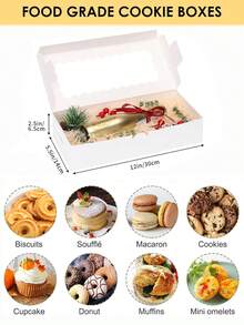 10pcs/20pcs Elegant Chocolate Truffle Boxes, 12 Inch Large Baking Boxes With Clear Window, Macaron Pastry Packaging Boxes, White Paper Gift Boxes, Suitable For Holding Desserts, Chocolate Strawberries, Pies, Donuts, Pastries, Cake Pops, Wedding Favors, Birthday Gifts, Size: 12*5.5*2 Inches - White - View 3