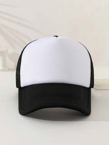 1pc Unisex Plain Sponge Mesh Trucker Hat, Baseball Cap, Sun Hat, Dad Hat, Suitable For Daily Use, Outdoor Travel, Hiking, Beach Vacation