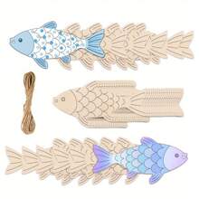 12/24 Pcs Unfinished Wooden Fish Shape Paper Cutting DIY Crafts - Hanging Decorations For Festivals, Weddings, Birthday Parties - Unique Fish-Shaped Tags, Gift Tags, Home Decor, Party Supplies
