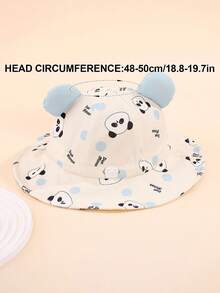 1pc Kids Cute Panda Cartoon Ear Bucket Hat, Baby Sun Protection Cap For Spring & Summer - Panda - View 8