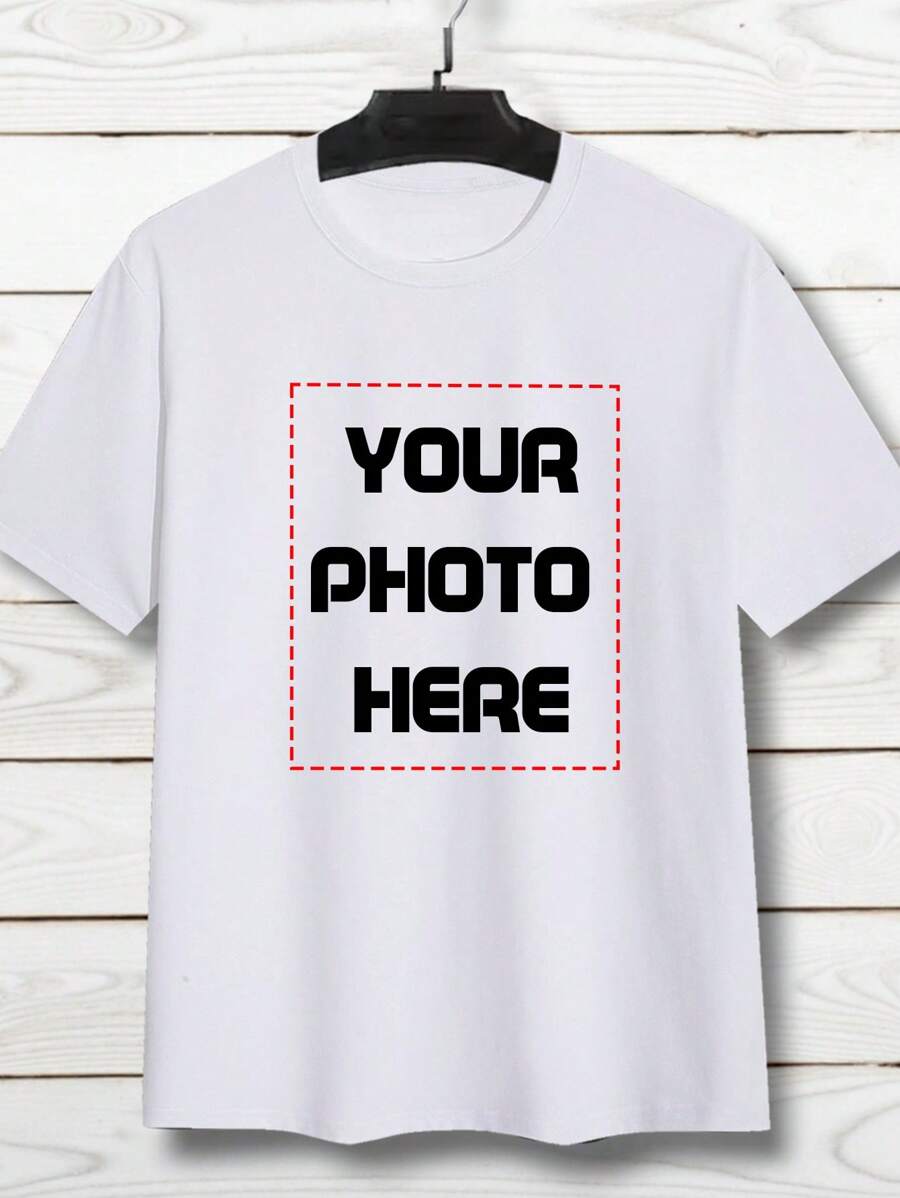 Customized Men's T-Shirt, Personalized Graphic Design, Upload Your Photo/Couple Photo/Family/Pet/Best Friend, Birthday/Anniversary/Father's Day/Valentine's Day/Holiday Custom Photo, Crew Neck T-Shirt For Men, Summer Casual Round Neck Short Sleeve Tee, Holiday Gift, Anniversary Gift, Company Team Building Uniform, Music Festival, Gift For Him