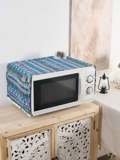 1pc Microwave Oven Decor Cover, American Kitchen Appliance Protective Cover, Home Essentials