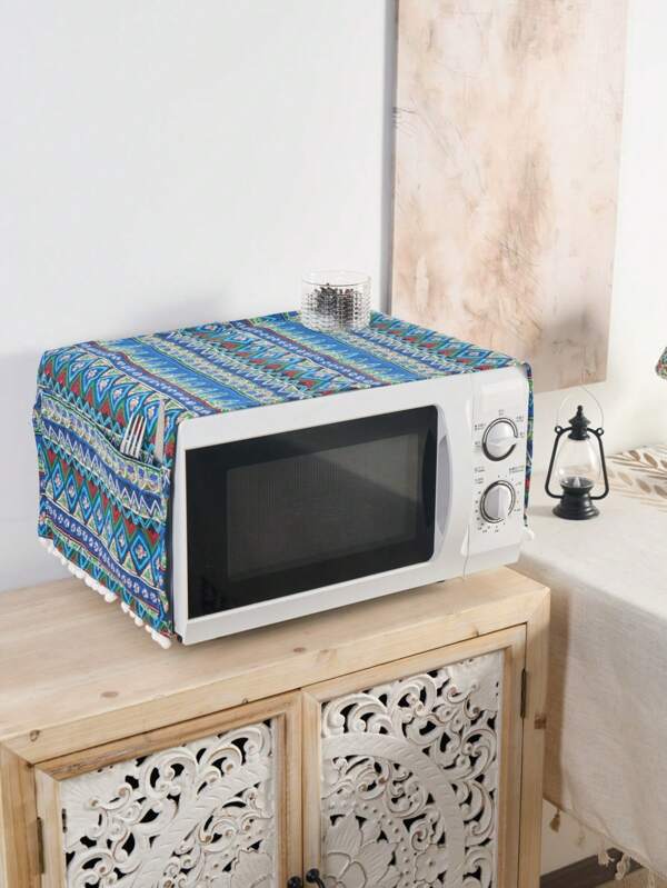 1pc Microwave Oven Decor Cover, American Kitchen Appliance Protective Cover, Home Essentials