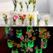 1/5/10/20/48 قطعة زهور محاكاة ثلاثية الأبعاد تضيء في الظلام، زجاجات ديكور منزلية، ديكورات مبتكرة للمكتب، ديكور السيارات، ديكورات الزفاف، هدايا الزفاف، طراز وألوان عشوائية، هدايا للاحتفال بالصيف أو العودة للمدرسة، لوازم المدرسة، ديكور الغرفة