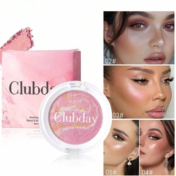 5 Types Of Natural Three-Dimensional Highlight Powder Blusher Pearl Brightening Marble Pattern Integrated Plate, Suitable For All Skin
