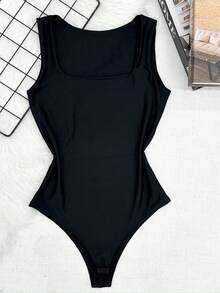 AMYLAN FASHION Women's Set Of Suplex Bodysuit + Skirt With Printed Shorts With Lining - Đen và trong suốt - Xem 5