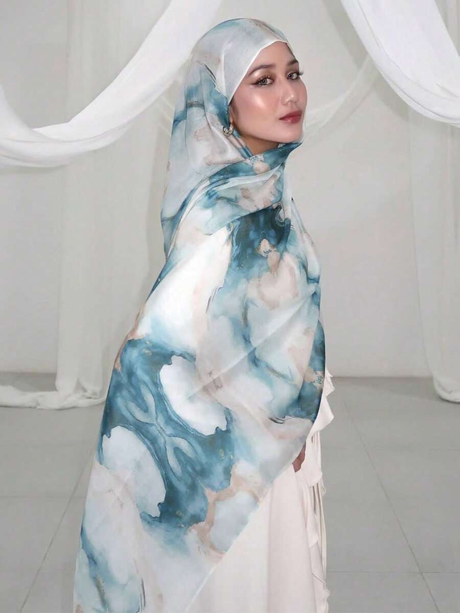 1 pieza Pañuelo/Chal/Bufanda con estampado de acuarela bohemio para mujer, versátil protección solar, elegante para uso diario, también se puede usar como accesorio de vestir, playa, vacaciones, esencial de viaje