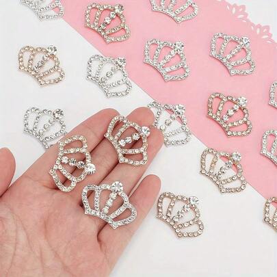 60/30 piezas Decoración de corona de cristal - Suministros de artesanía para hacer joyas - Decoración con forma de corona plana