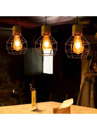 1pc Rope Hang Lamp Yurt Shaped Bar Counter Creative Retro Industrial Dining Restaurant Hotel Hostel Verlichting view 5