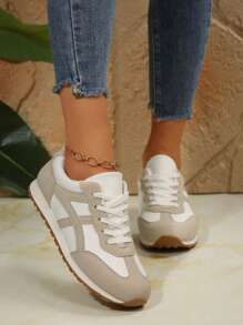 Zapatos planos casuales para mujer, zapatillas de deporte versátiles y transpirables para ocio y moda, con puntera redonda y suela baja, zapatos deportivos para señoras