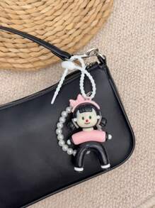HXXOOS Acessório de Bolsa Corrente de Pérolas Falsas Y2K - Chaveiro Fofo com Laço Rosa, Pingente Estético Kawaii para Mulheres, Adolescentes, Decoração de Mochila e Bolsa, Ótima Ideia de Presente Cordão