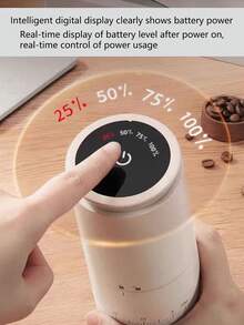 1pc Electric Coffee Grinder, Fully Automatic Coffee Bean Grinder, USB Rechargeable Digital Display Coffee Machine, Professional Ceramic Grinding Core, With 38-Level External Grinding Gear, Back To School Season Must-Have - Multicolor - View 6