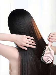 1pc Dual Use Hollow Comb, Suitable For Wet And Dry Hair - Gentle Massage Design, ABS Plastic Handle, Fits All Hair Types, Reduces Tangles And Frizz, Improves Scalp Health, Ideal Gift, Household Essential, Daily Use, Convenient For Travel - Multicolor - View 4